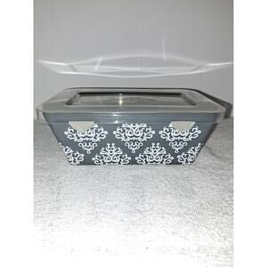 Temptations Gray and White 14oz. Mini Loaf Pan Ovenware w/lid